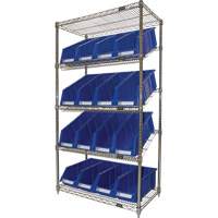 &eacute;tag&egrave;re en treillis m&eacute;tallique &agrave; tablettes inclin&eacute;es avec bacs, Tiers 5, 36" la x 63" h x 18" p Advanced Consulting and Training Ltd.
