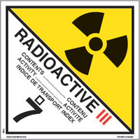 TDG Shipping Labels, Class 7, Radioactive III, Paper Advanced Consulting and Training Ltd.