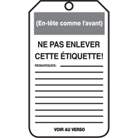 Lockout Tags, Cardstock, 3-1/8" W x 5-7/8" H, French Advanced Consulting and Training Ltd.