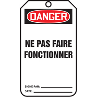 Lockout Tags, Cardstock, 3-1/8" W x 5-7/8" H, French Advanced Consulting and Training Ltd.