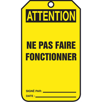 Lockout Tags, Cardstock, 3-1/8" W x 5-7/8" H, French Advanced Consulting and Training Ltd.