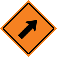 Right Diagonal Arrow Roll-Up Traffic Sign, 29-1/2" x 29-1/2", Vinyl, Pictogram Advanced Consulting and Training Ltd.