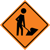 Men at Work Roll-Up Traffic Sign, 29-1/2" x 29-1/2", Vinyl, Pictogram Advanced Consulting and Training Ltd.