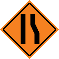 Merge Left Roll-Up Traffic Sign, 29-1/2" x 29-1/2", Vinyl, Pictogram Advanced Consulting and Training Ltd.