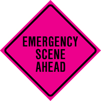 "Emergency Scene Ahead" Roll-Up Traffic Sign, 36" x 36", Vinyl, English Advanced Consulting and Training Ltd.