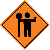 Flagman Roll-Up Sign Traffic Sign, 29-1/2" x 29-1/2", Vinyl, Pictogram Advanced Consulting and Training Ltd.