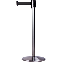 Free-Standing Crowd Control Barrier, Steel, 35" H, Black Tape, 7' Tape Length Advanced Consulting and Training Ltd.
