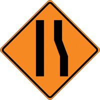 Tilt-Adjust Merge Left Roll-Up Construction Sign, 36" x 36", Vinyl, Pictogram Advanced Consulting and Training Ltd.