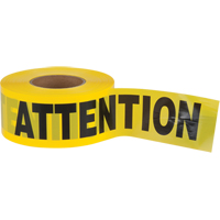Ruban pour barricade Attention, Bilingue, 3" la x 1000' lo, 2 mils, Noir sur jaune Advanced Consulting and Training Ltd.