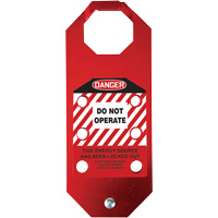 Moraillon de verrouillage pr&eacute;venant l'utilisation conforme aux normes OSHA Danger Stopout Aluma-Tag, Rouge Advanced Consulting and Training Ltd.