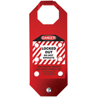 Moraillon de verrouillage pr&eacute;venant l'utilisation conforme aux normes OSHA Danger Stopout Aluma-Tag, Rouge Advanced Consulting and Training Ltd.