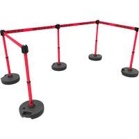 Ensemble de cinq montants pour barri&egrave;re PLUS, Plastique, 42" h, Ruban Rouge, Longueur du ruban 15' Advanced Consulting and Training Ltd.