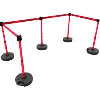 Ensemble de cinq montants pour barri&egrave;re PLUS, Plastique, 42" h, Ruban Rouge, Longueur du ruban 15' Advanced Consulting and Training Ltd.