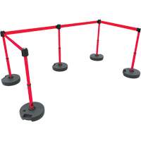 Ensemble de cinq montants pour barri&egrave;re PLUS, Plastique, 42" h, Ruban Rouge, Longueur du ruban 15' Advanced Consulting and Training Ltd.