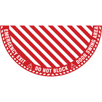 Signalisation au sol ?Emergency Exit? (sortie de secours) pour porte battante en demi-cercle, Adh&eacute;sif, Anglais avec pictogramme Advanced Consulting and Training Ltd.