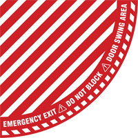 Signalisation au sol ?Emergency Exit? (sortie de secours) pour porte battante en quart de cercle, Adh&eacute;sif, Anglais avec pictogramme Advanced Consulting and Training Ltd.