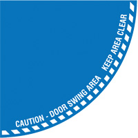 Signalisation au sol ?Caution? (attention) pour porte battante en quart de cercle, Adh&eacute;sif, Anglais avec pictogramme Advanced Consulting and Training Ltd.