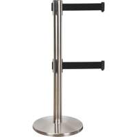Barri&egrave;re pour le contr&ocirc;le des foules &agrave; courroie double, Acier, 35" h, Ruban Noir, Longueur du ruban 7' Advanced Consulting and Training Ltd.