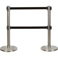 Barri&egrave;re pour le contr&ocirc;le des foules &agrave; courroie double, Acier, 35" h, Ruban Noir, Longueur du ruban 7' Advanced Consulting and Training Ltd.