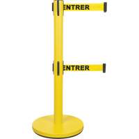 Barri&egrave;re pour le contr&ocirc;le des foules &agrave; courroie double, Acier, 35" h, Ruban Jaune, Longueur du ruban 7' Advanced Consulting and Training Ltd.
