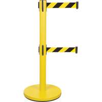 Barri&egrave;re pour le contr&ocirc;le des foules &agrave; courroie double, Acier, 35" h, Ruban Noir/Jaune, Longueur du ruban 7' Advanced Consulting and Training Ltd.