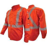 Chandail de travail &agrave; manches longues ignifuge et r&eacute;sistant &agrave; l'arc &eacute;lectrique avec bandes de 2" Atlas Guardian, T-petit, Orange haute visibilit&eacute; Advanced Consulting and Training Ltd.