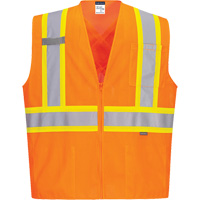 Contrast-Striped Safety Vest, High Visibility Orange, Small, Polyester Advanced Consulting and Training Ltd.