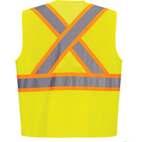 Contrast-Striped Safety Vest, High Visibility Lime-Yellow, Small, Polyester Advanced Consulting and Training Ltd.