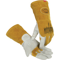 Gants de soudeur TIG/MIG de premi&egrave;re qualit&eacute; avec dos en cuir de vache refendue isol&eacute;es et ignifug&eacute;s Caiman, Cuir fleur de ch&egrave;vre, Taille Petit Advanced Consulting and Training Ltd.