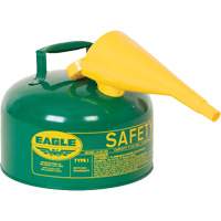 Bidon de s&eacute;curit&eacute; pour les combustibles avec entonnoir, Type I, Acier galvanis&eacute;, 2,5 gal. US, Vert, Homologu&eacute; FM/List&eacute; UL/ULC Advanced Consulting and Training Ltd.