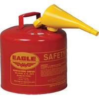 Bidon de s&eacute;curit&eacute; pour les produits inflammables avec entonnoir, Type I, Acier galvanis&eacute;, 5 gal. US, Rouge, Homologu&eacute; FM/List&eacute; UL/ULC Advanced Consulting and Training Ltd.