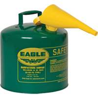 Bidon de s&eacute;curit&eacute; pour les combustibles avec entonnoir, Type I, Acier galvanis&eacute;, 5 gal. US, Vert, Homologu&eacute; FM/List&eacute; UL/ULC Advanced Consulting and Training Ltd.