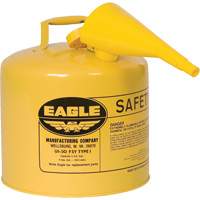 Bidon de s&eacute;curit&eacute; pour le diesel avec entonnoir, Type I, Acier galvanis&eacute;, 5 gal. US, Jaune, Homologu&eacute; FM/List&eacute; UL/ULC Advanced Consulting and Training Ltd.