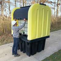 Yellow Roll Top Hardcover Spill Pallet, 65" L x 65" W x 101" H, 5000 lbs. Load Capacity Advanced Consulting and Training Ltd.