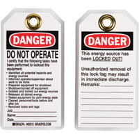 &eacute;tiquettes de verrouillage, Plastique, 3" la x 5-1/2" h, Anglais Advanced Consulting and Training Ltd.