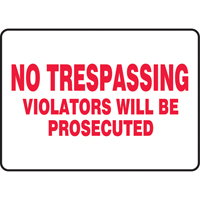 Enseigne  No Trespassing , 7" x 10", Vinyle, Anglais Advanced Consulting and Training Ltd.