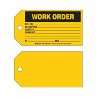 "Work Order" Tag, Paper, 5-3/4" W x 3" H, English Advanced Consulting and Training Ltd.