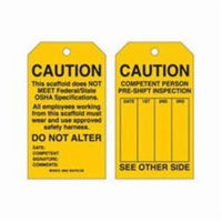 Scaffold Safety Tags, Polyester, 4" W x 7" H, English Advanced Consulting and Training Ltd.