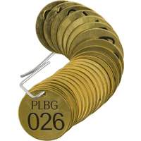 &eacute;tiquettes num&eacute;rot&eacute;es pour vannes PLPG, # 026-050, Laiton, 1,5" dia. Advanced Consulting and Training Ltd.