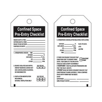 "Confined Space" Tags, Polyester, 3" W x 5-3/4" H, English Advanced Consulting and Training Ltd.