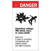 Enseigne Danger Hazardous Voltage, 8" x 4-1/2", Acrylique, Anglais avec pictogramme Advanced Consulting and Training Ltd.