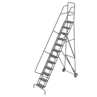 Steel Rolling Ladder, 12 Steps, 16" Step Width, 120" Platform Height, Steel Advanced Consulting and Training Ltd.
