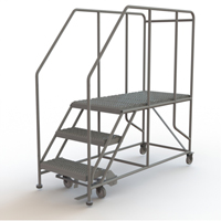 Mobile Work Platform, Steel, 3 Steps, 30" H, 47" D, 24" Step, Serrated Advanced Consulting and Training Ltd.