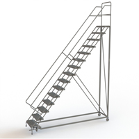 Safety Slope Rolling Ladder, 15 Steps, Serrated, 50° Incline, 150" High Advanced Consulting and Training Ltd.