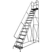 Deep Top Step Rolling Ladder, 14 Steps, 24" Step Width, 140" Platform Height, Steel Advanced Consulting and Training Ltd.