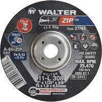 Disque de meulage et de tronçonnage Zip, 3" x 1/13", Arbre de 3/8", Type 27, Grain de 60, Oxyde d'aluminium Advanced Consulting and Training Ltd.