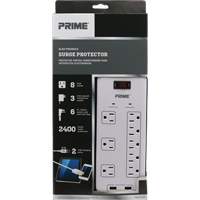 Limiteurs de surtension avec chargeur USB, 8 Prises, 2400 J, 1875 W, Cordon 6' Advanced Consulting and Training Ltd.