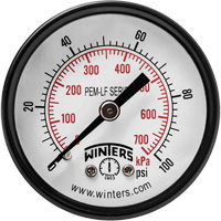 Manom&egrave;tre &eacute;conomique,  2", 0 - 100 psi, Fixation arri&egrave;re, Analogique Advanced Consulting and Training Ltd.